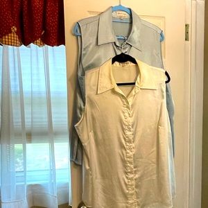 Two silk polyester sleeveless Jones NY blouses 20W